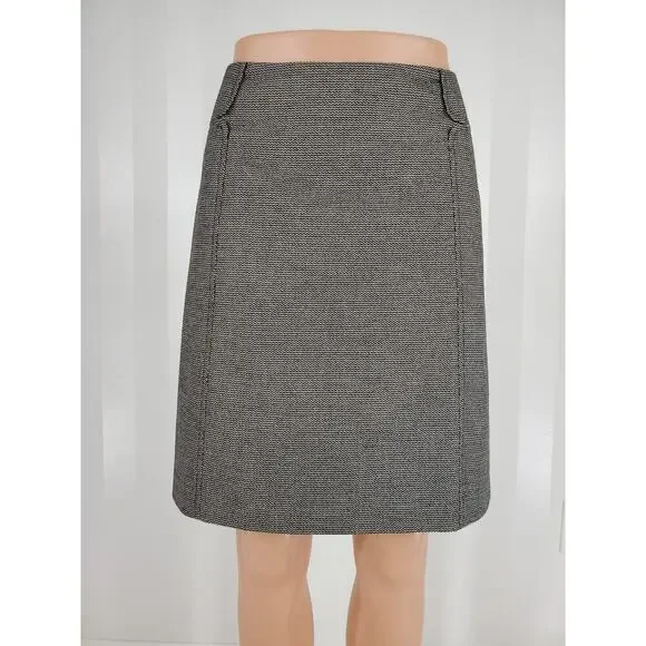 BANANA REPUBLIC Women's Black & White Patterned Straight Skirt Sz 8 - Picture 1 of 8